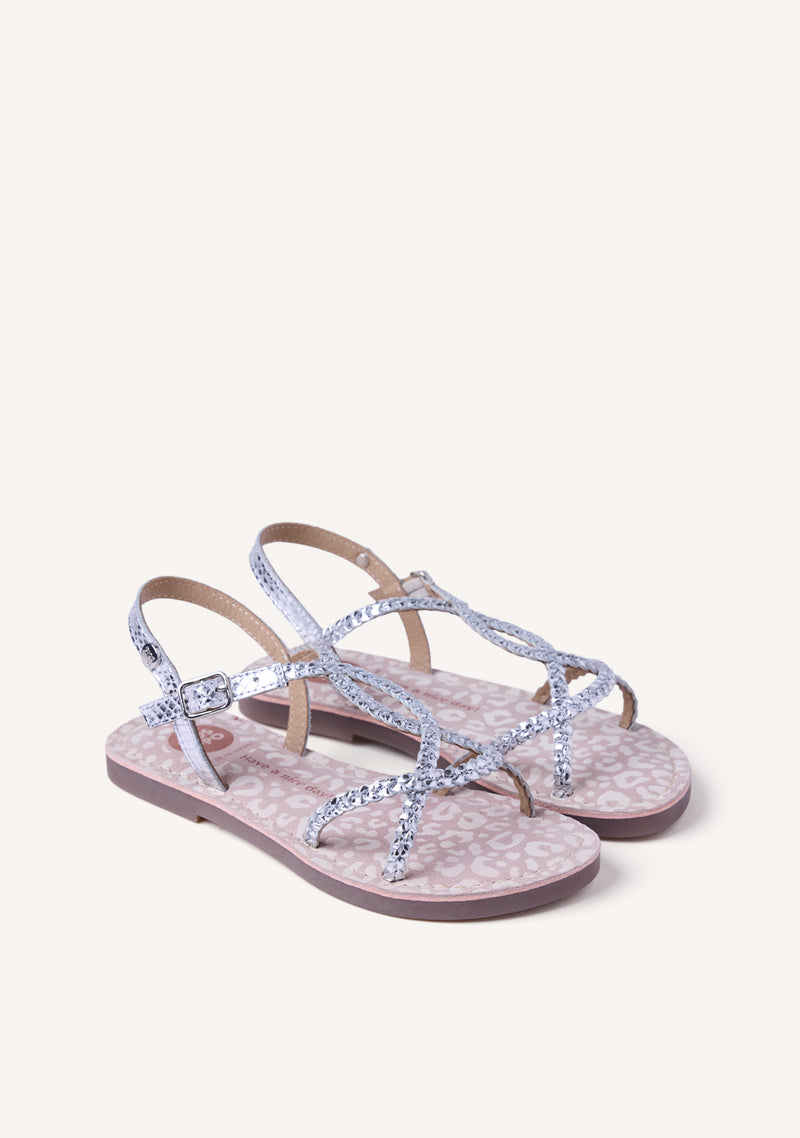 SANDALIAS PIEL TRENZADA BRILLO BODEN