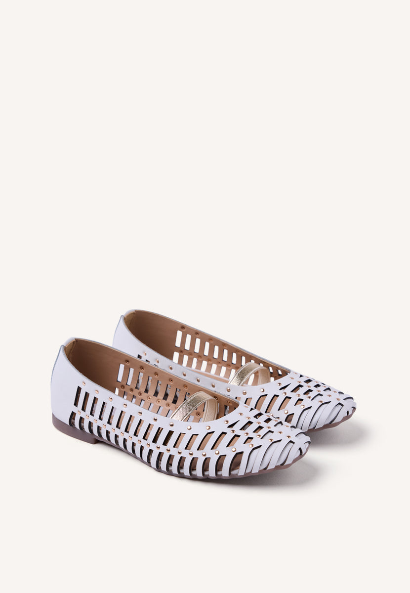 STUDDED LEATHER BALLET FLATS PALAYAN