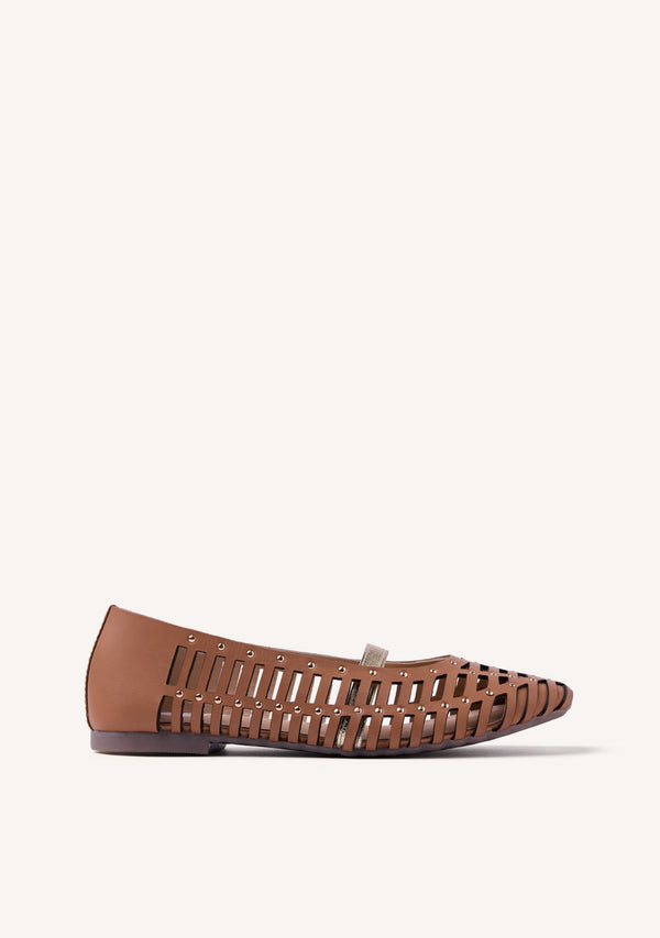STUDDED LEATHER BALLET FLATS PALAYAN