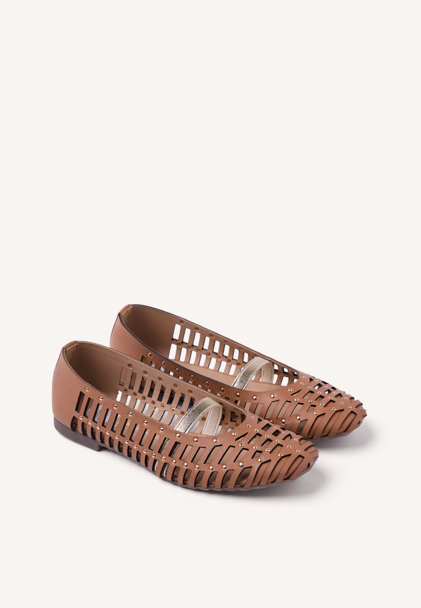 STUDDED LEATHER BALLET FLATS PALAYAN