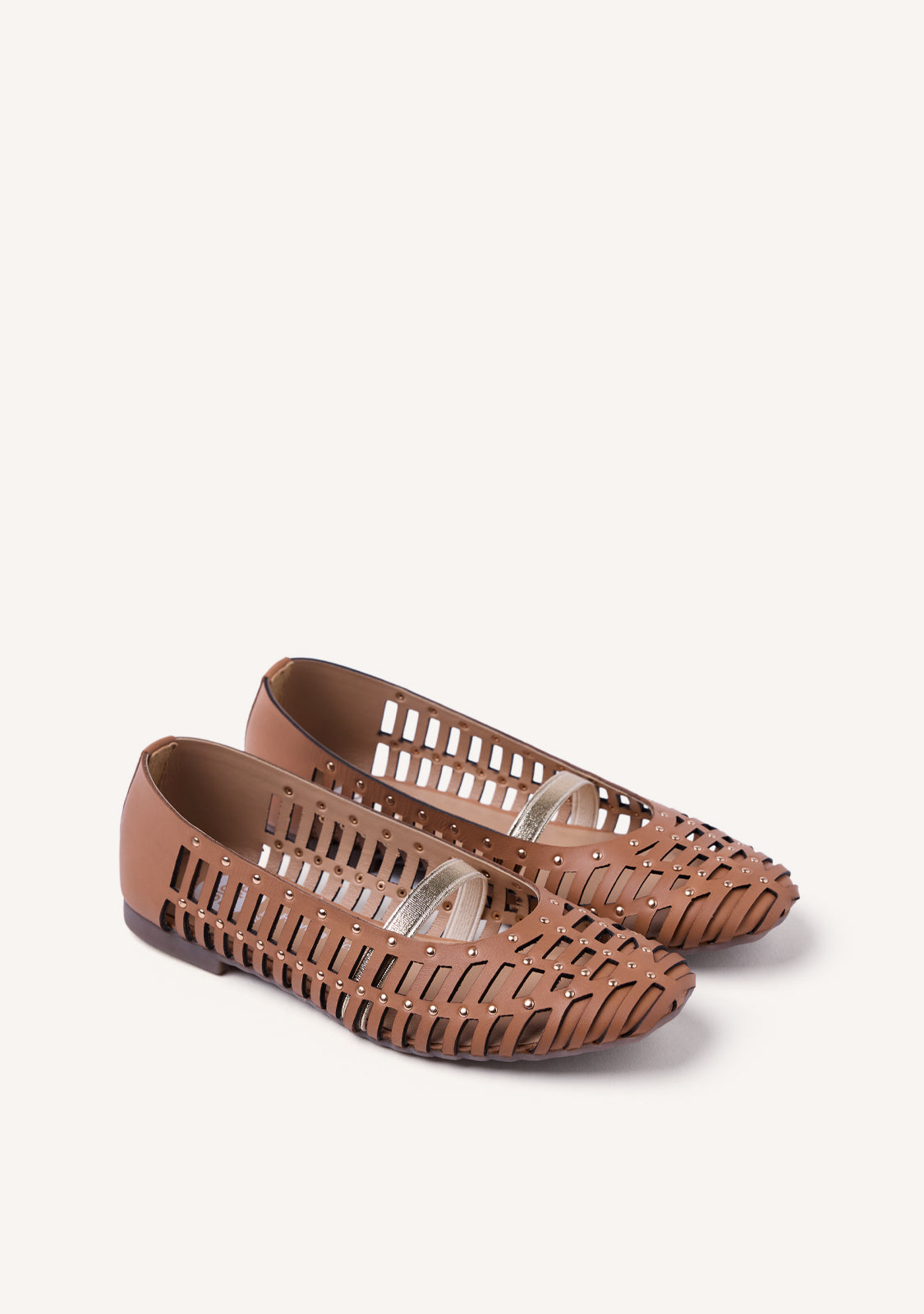 STUDDED LEATHER BALLET FLATS PALAYAN