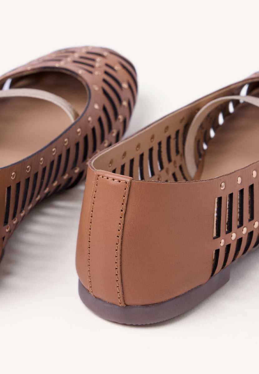 STUDDED LEATHER BALLET FLATS PALAYAN