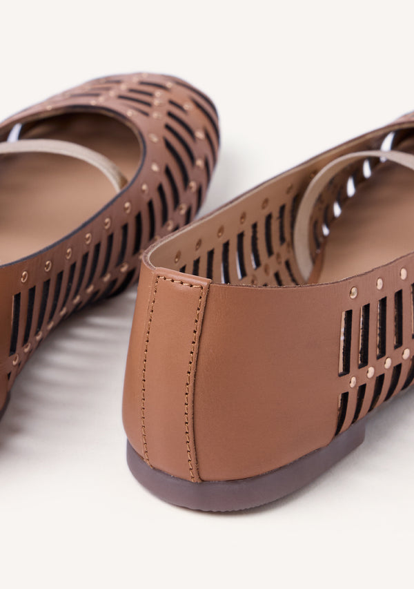 STUDDED LEATHER BALLET FLATS PALAYAN