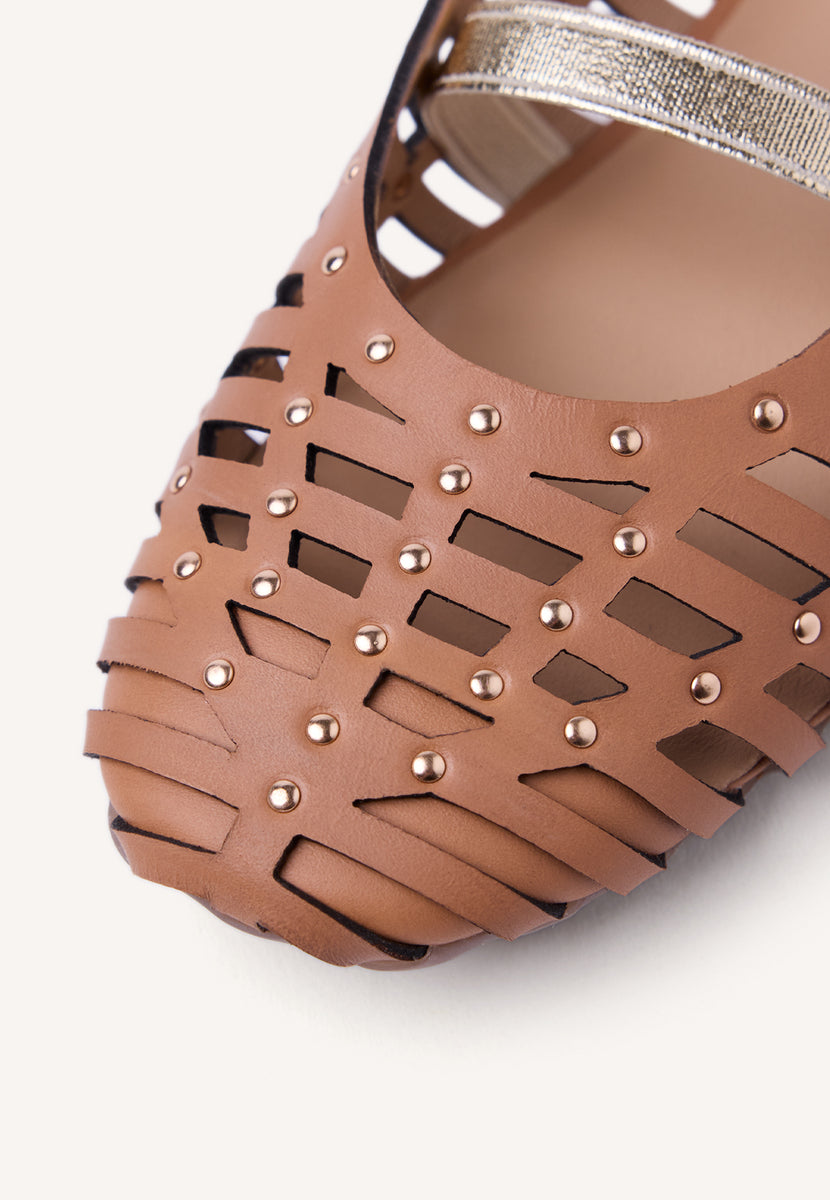 STUDDED LEATHER BALLET FLATS PALAYAN