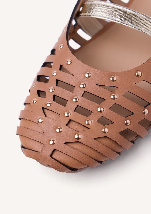 STUDDED LEATHER BALLET FLATS PALAYAN