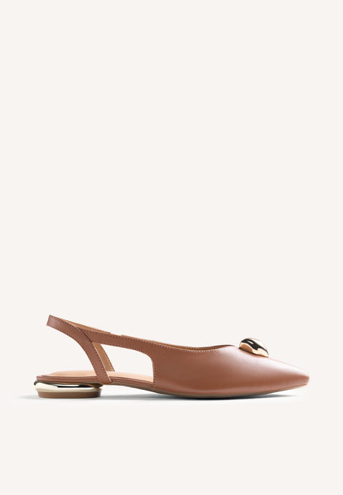 JEWEL LEATHER SLINGBACK BALLET FLATS MUHURU