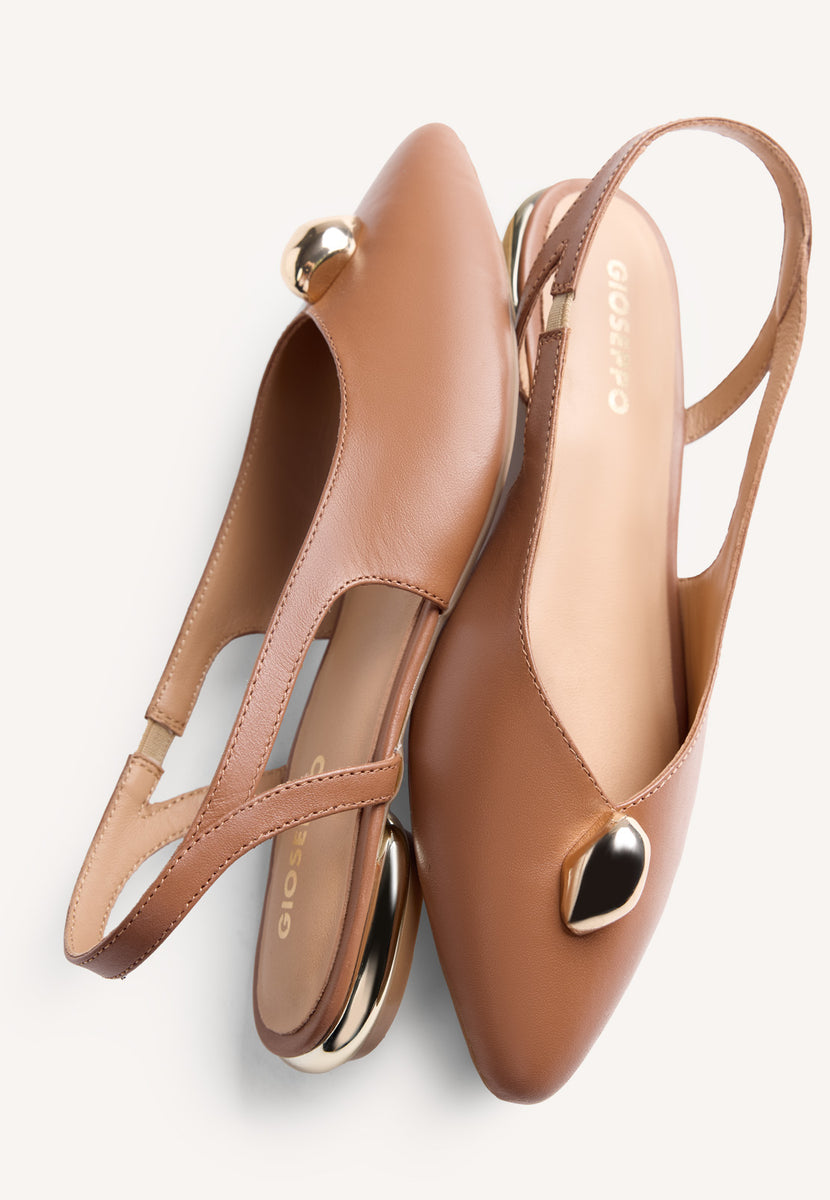 JEWEL LEATHER SLINGBACK BALLET FLATS MUHURU