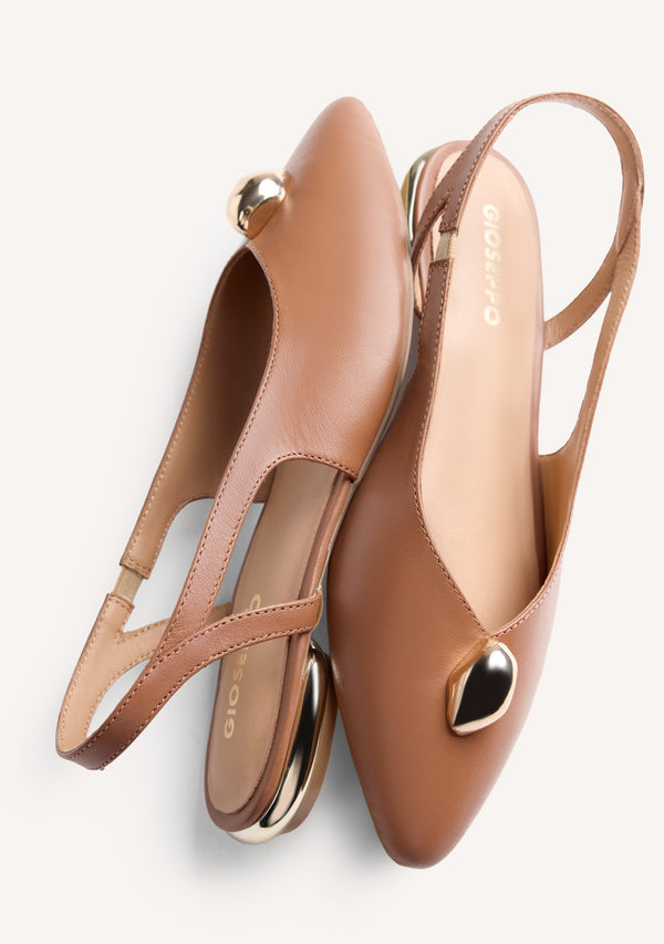 JEWEL LEATHER SLINGBACK BALLET FLATS MUHURU