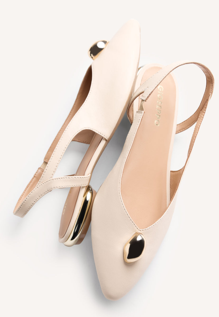 JEWEL LEATHER SLINGBACK BALLET FLATS MUHURU