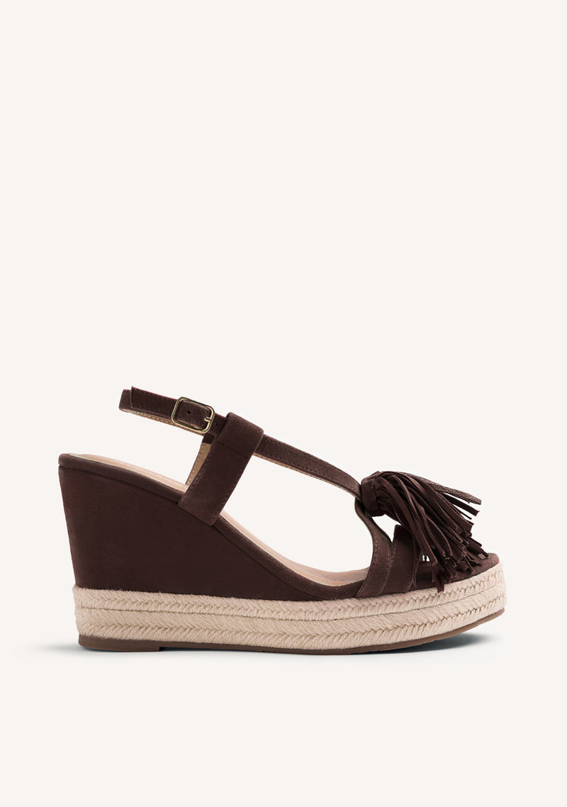 FRINGES LEATHER WEDGE SANDALS KILOSA
