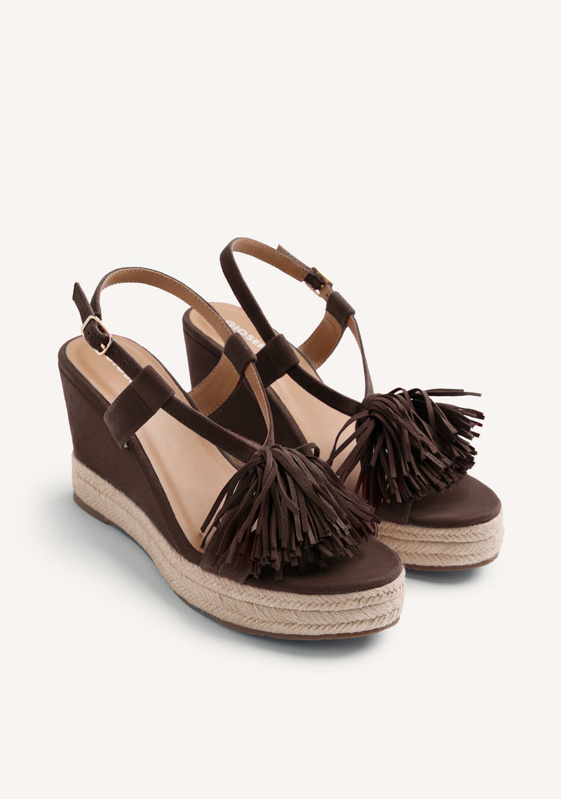 FRINGES LEATHER WEDGE SANDALS KILOSA