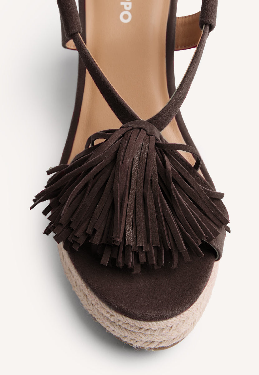 SANDALI ZEPPA PELLE FRANGE KILOSA