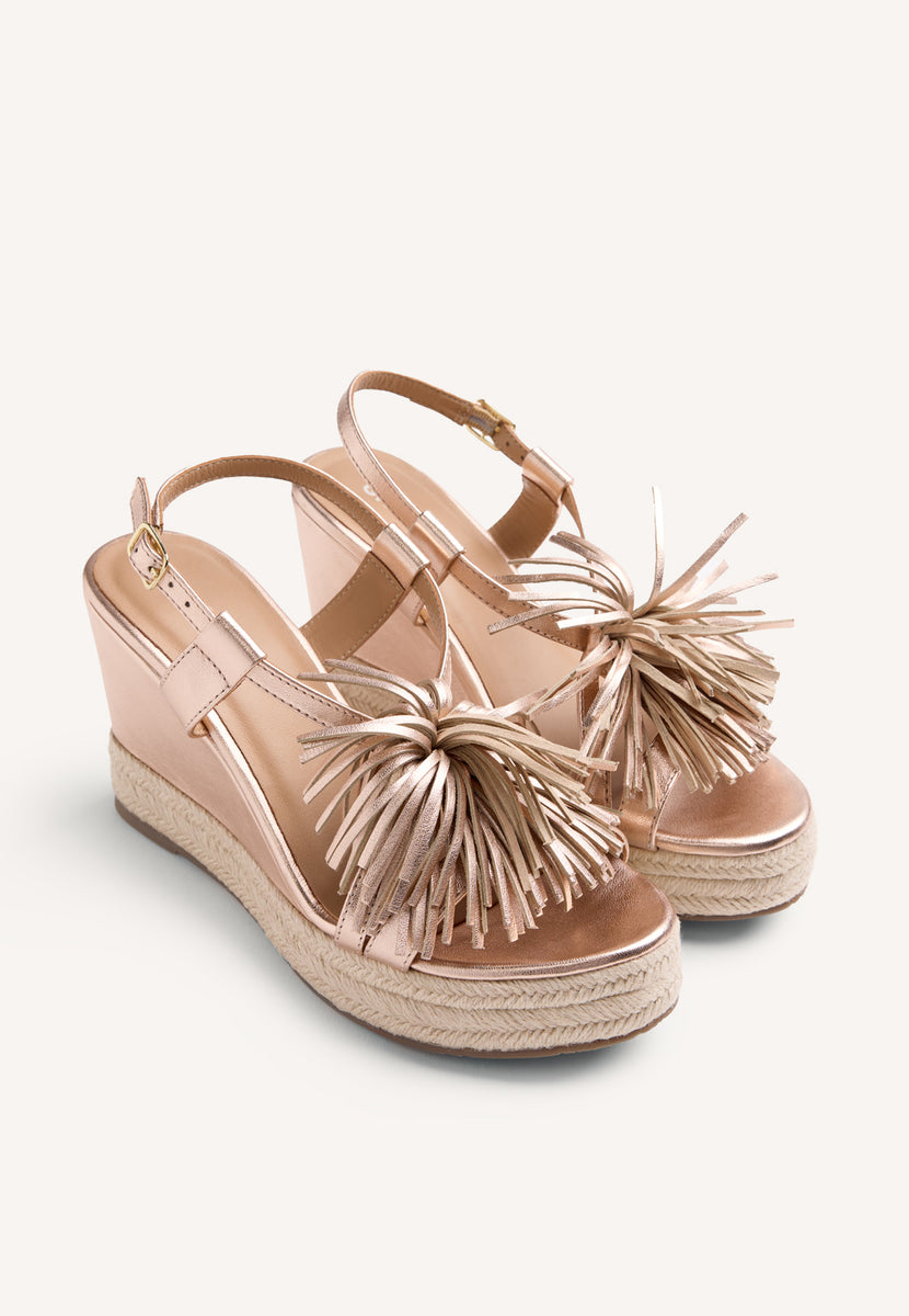 SANDALI ZEPPA PELLE LUCIDA FRANGE KILOSA