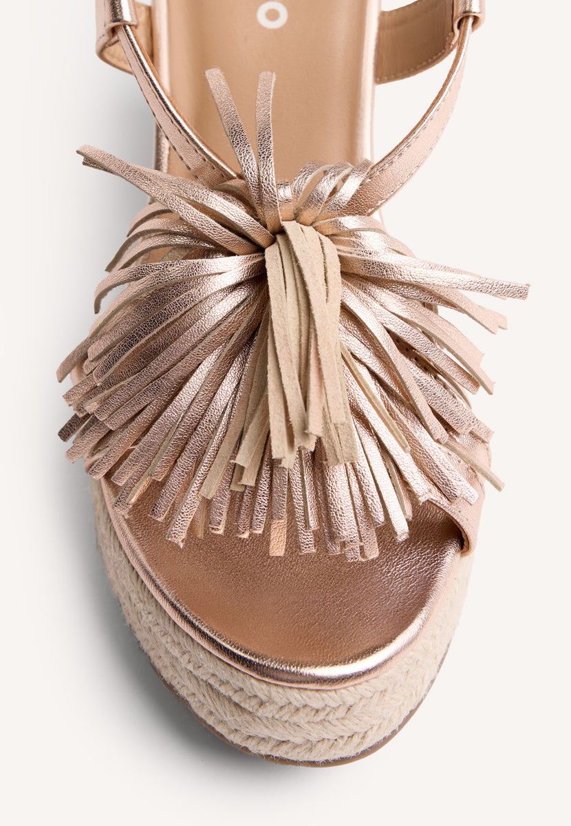 SANDALI ZEPPA PELLE LUCIDA FRANGE KILOSA