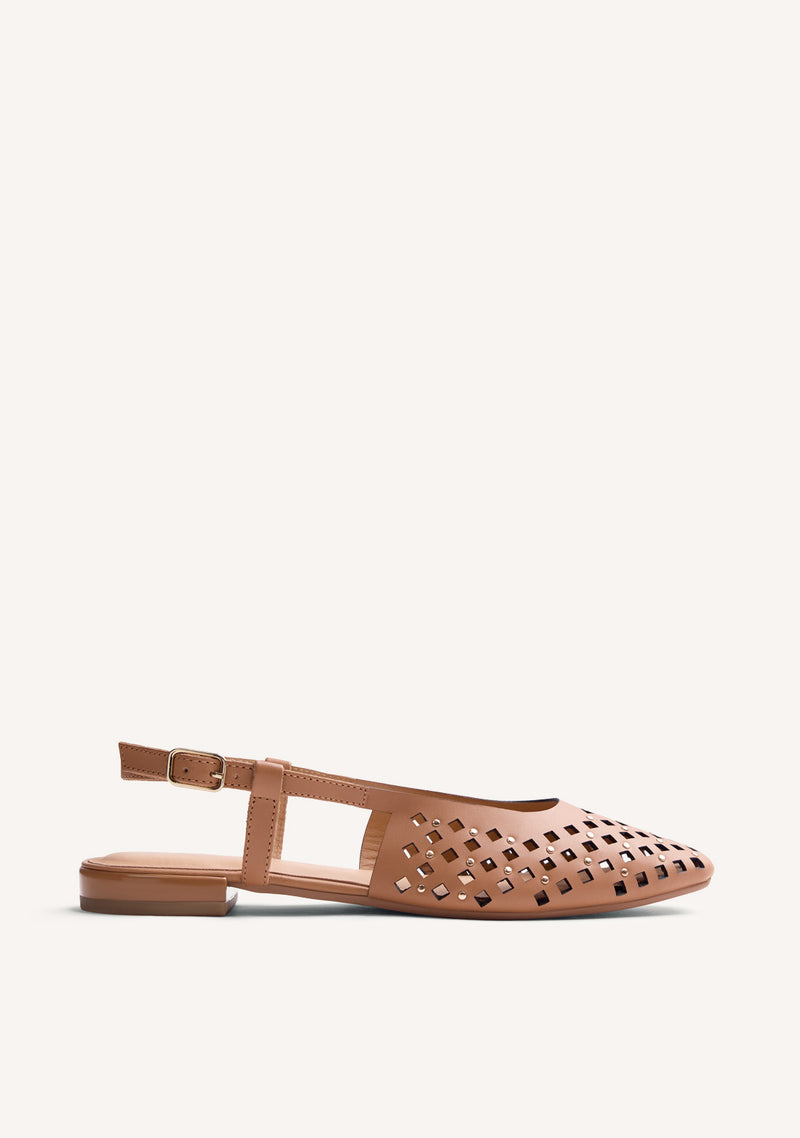 CUT-OUT LEATHER SLINGBACK BALLET FLATS KYAYA