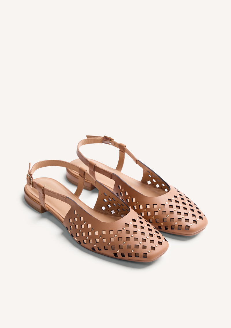 CUT-OUT LEATHER SLINGBACK BALLET FLATS KYAYA