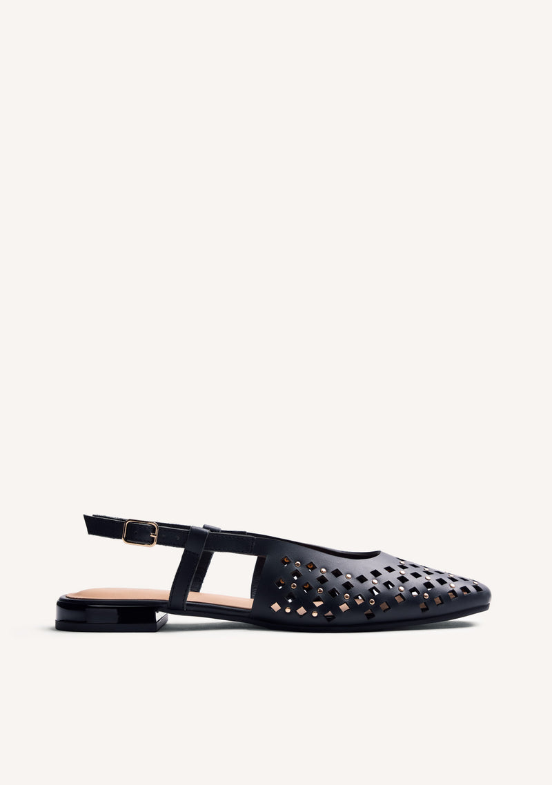 CUT-OUT LEATHER SLINGBACK BALLET FLATS KYAYA