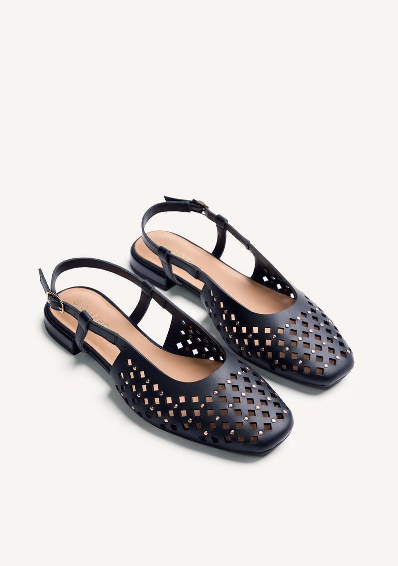 CUT-OUT LEATHER SLINGBACK BALLET FLATS KYAYA