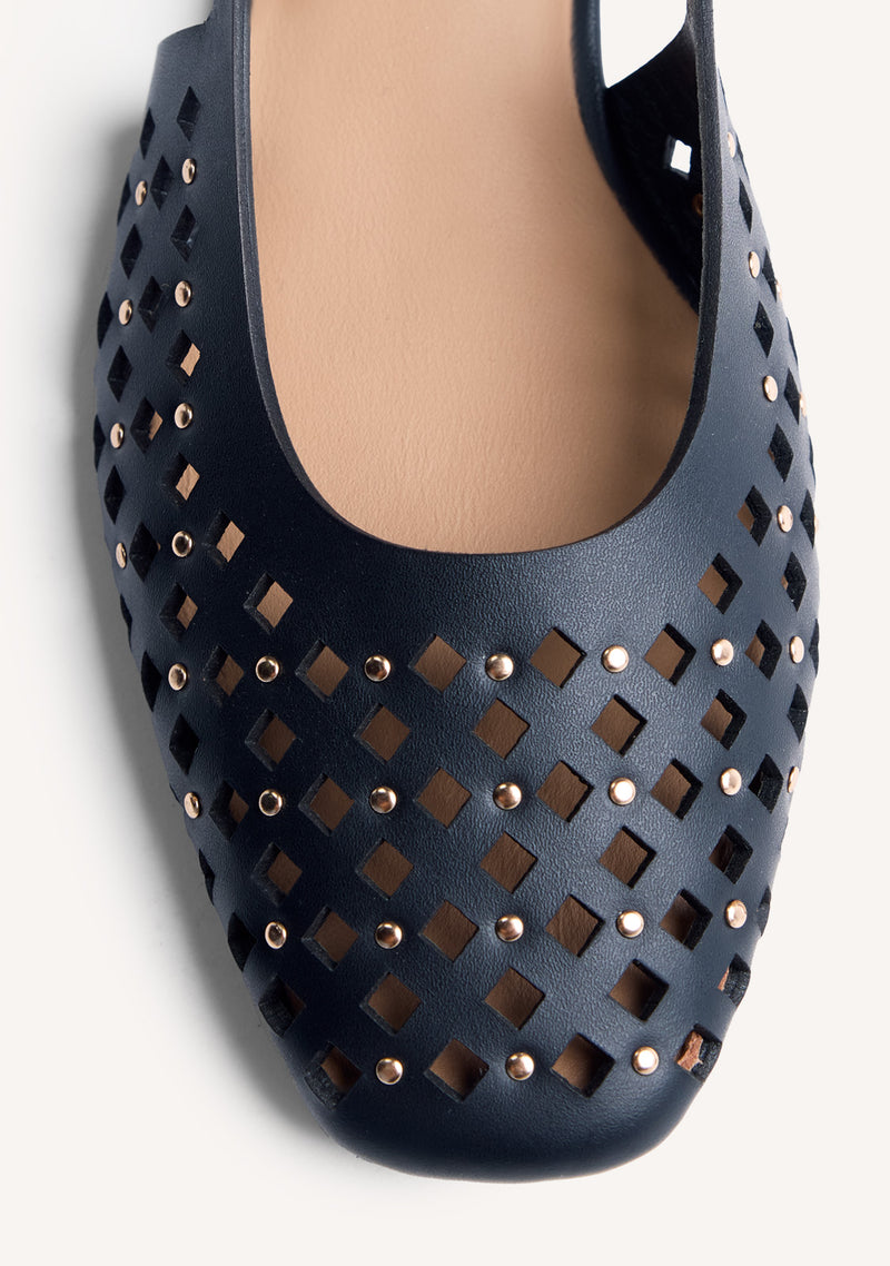 CUT-OUT LEATHER SLINGBACK BALLET FLATS KYAYA