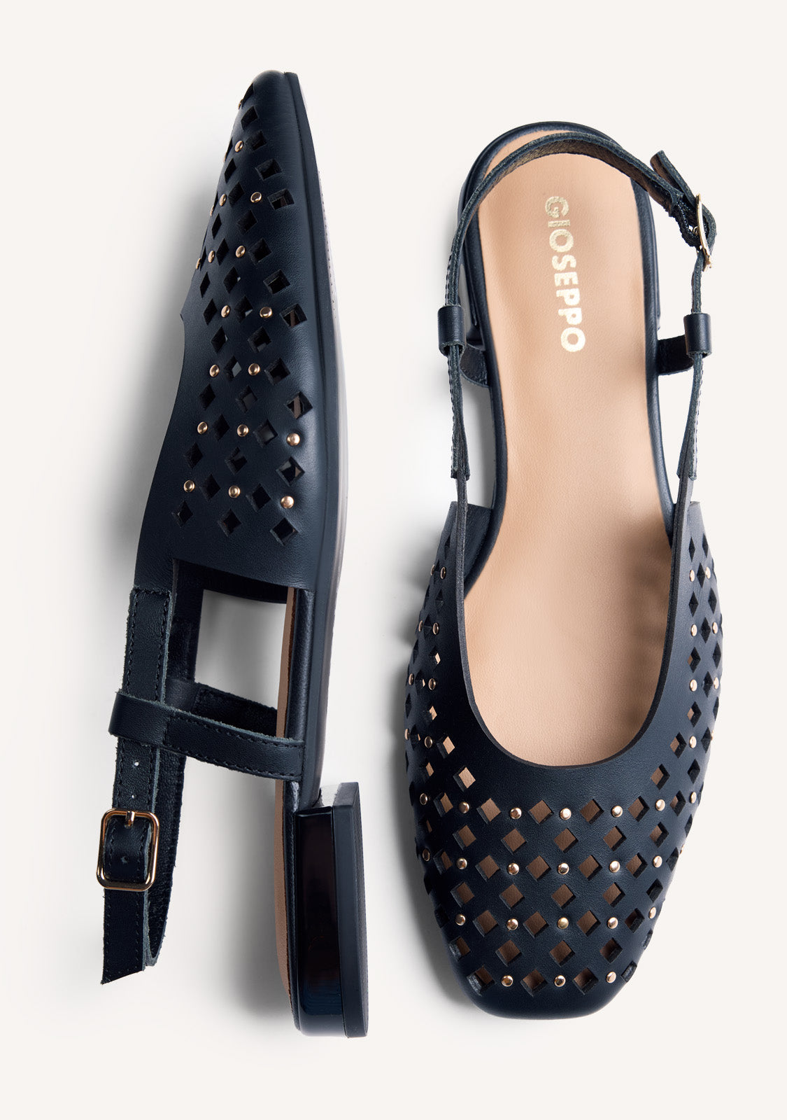 CUT-OUT LEATHER SLINGBACK BALLET FLATS KYAKA