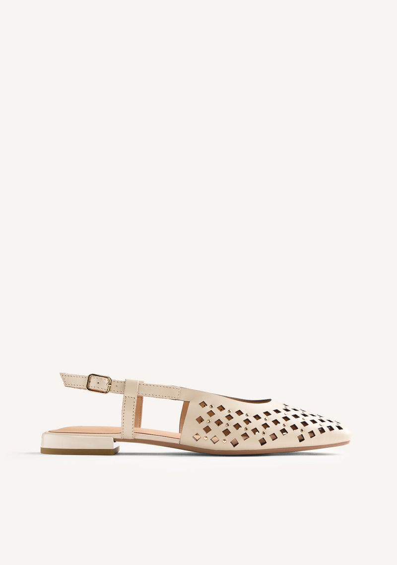 CUT-OUT LEATHER SLINGBACK BALLET FLATS KYAYA