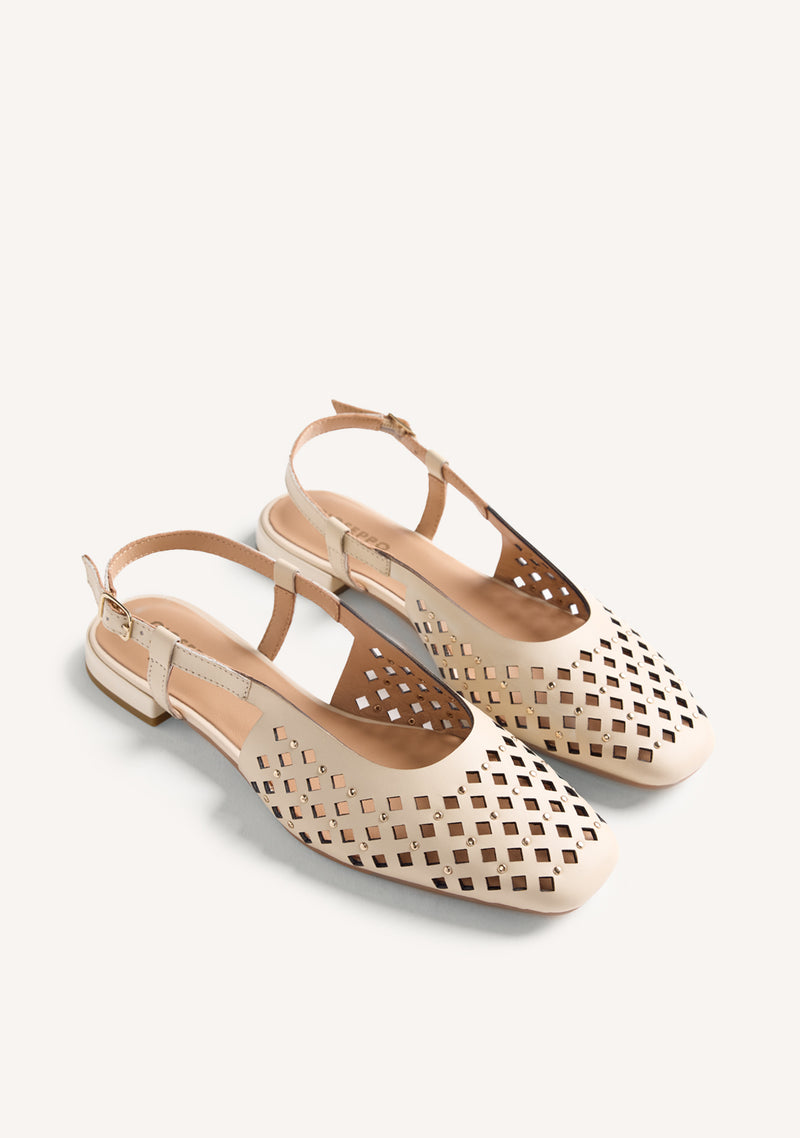 CUT-OUT LEATHER SLINGBACK BALLET FLATS KYAYA