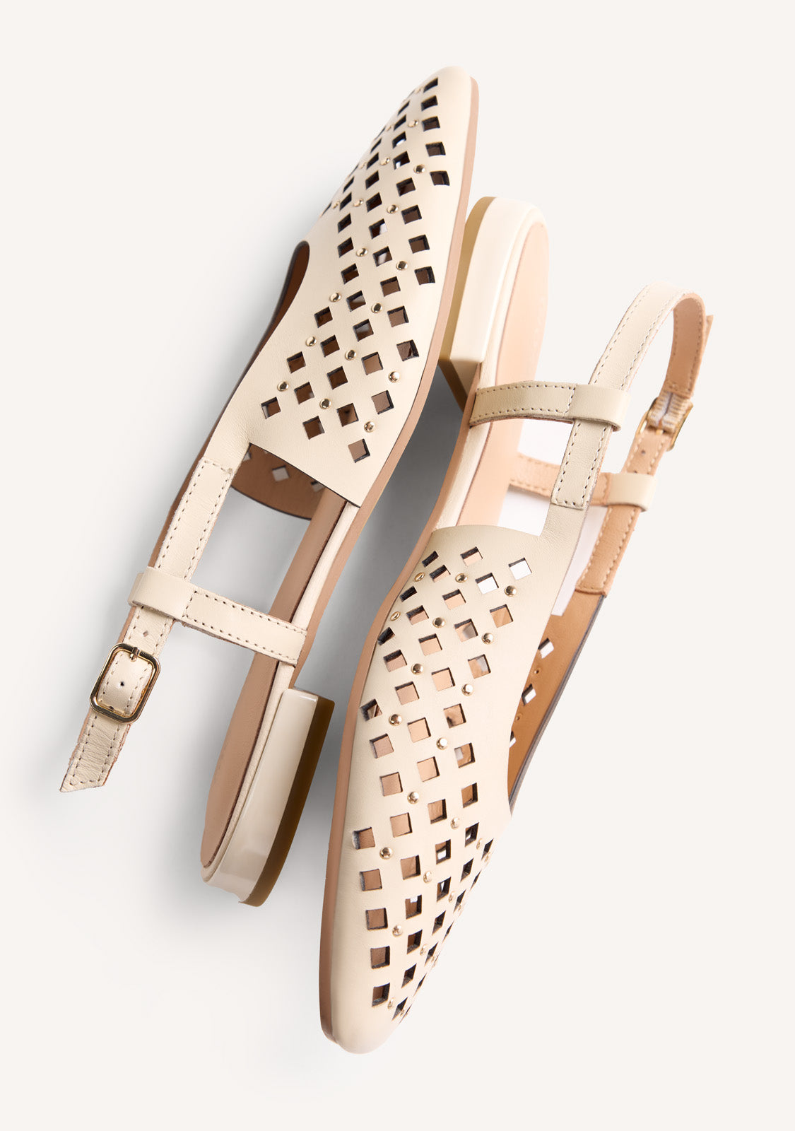 CUT-OUT LEATHER SLINGBACK BALLET FLATS KYAKA