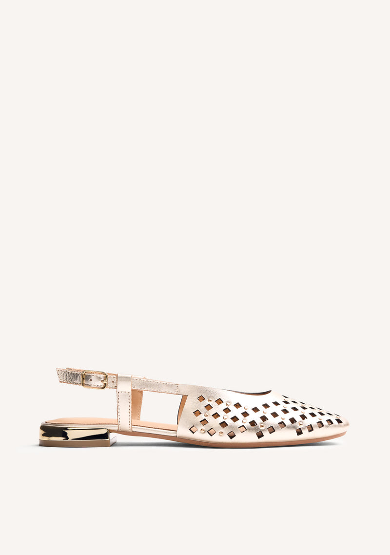 CUT-OUT LEATHER SLINGBACK BALLET FLATS KYAYA