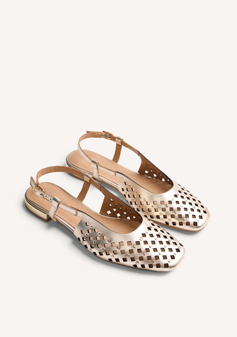 CUT-OUT LEATHER SLINGBACK BALLET FLATS KYAYA