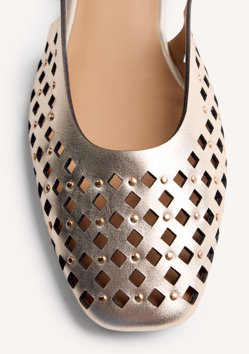 CUT-OUT LEATHER SLINGBACK BALLET FLATS KYAYA