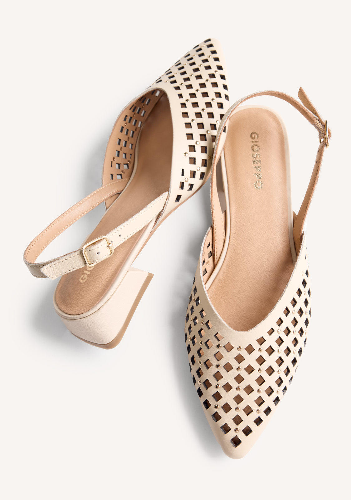 CUT-OUT AND STUDDED LEATHER HEELED SHOES LAGOS