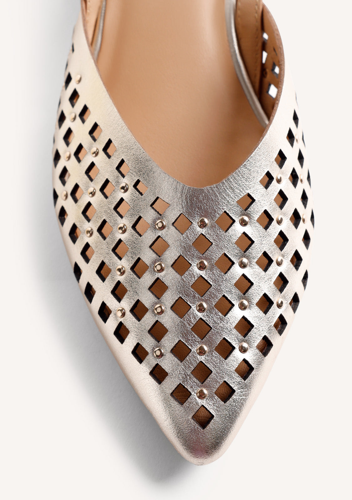CUT-OUT AND STUDDED LEATHER HEELED SHOES LAGOS