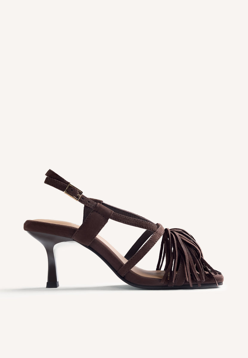 SANDALI TACCO E FRANGE PELLE LUKAC