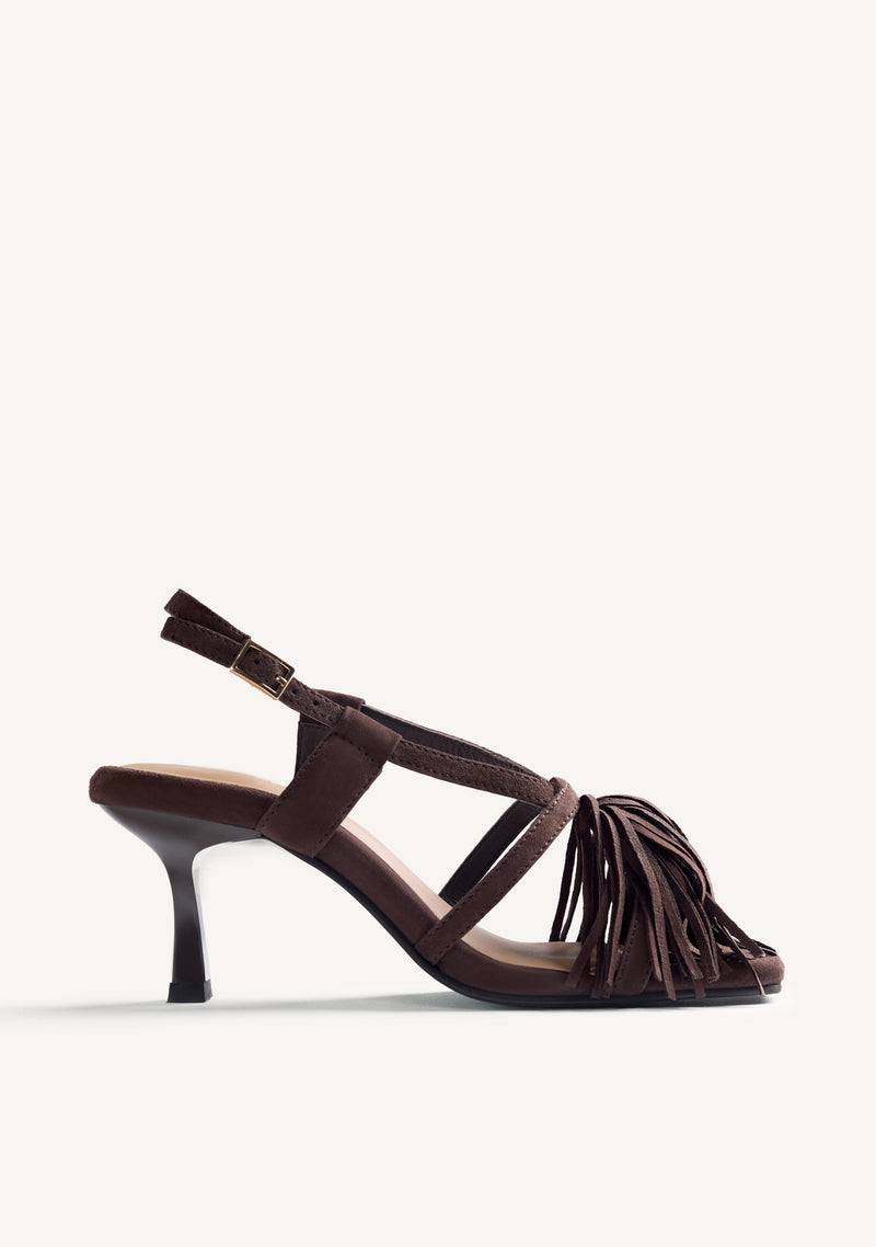 SANDALES TALONS FRANGES CUIR LUKAC