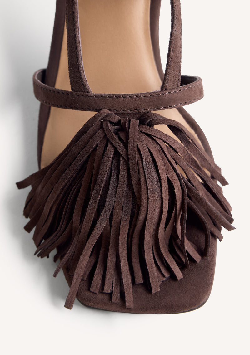 SANDALES TALONS FRANGES CUIR LUKAC