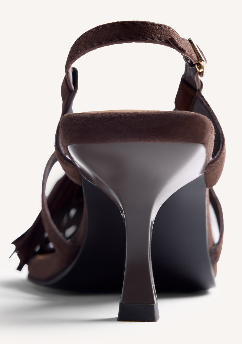 SANDALES TALONS FRANGES CUIR LUKAC