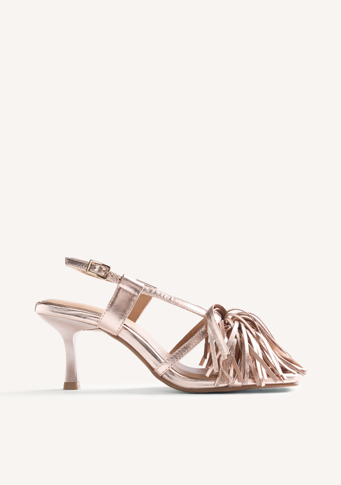 LEATHER FRINGE HEELED SANDALS LUKAC