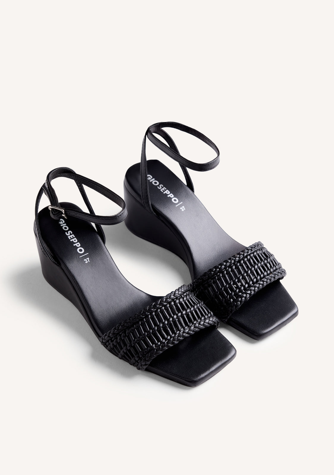 BRAIDED LEATHER WEDGE SANDALS MARERENI