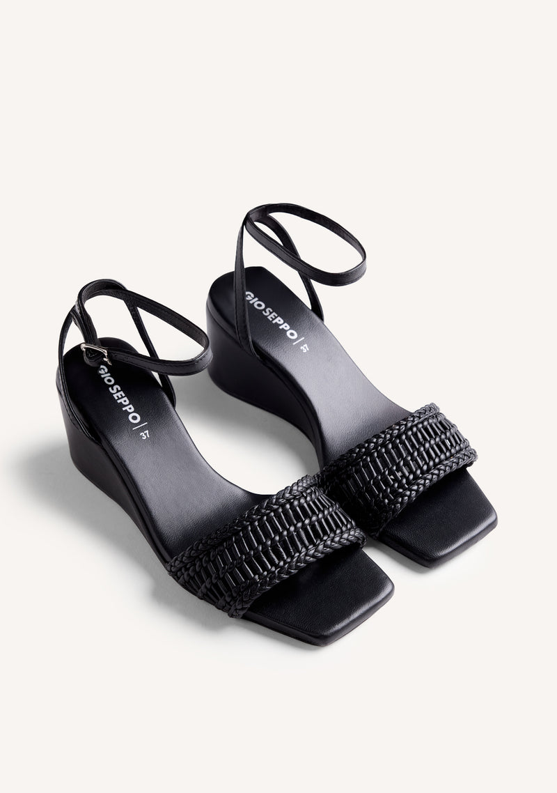 BRAIDED LEATHER WEDGE SANDALS MARERENI