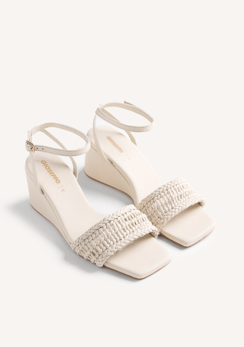 BRAIDED LEATHER WEDGE SANDALS MARERENI