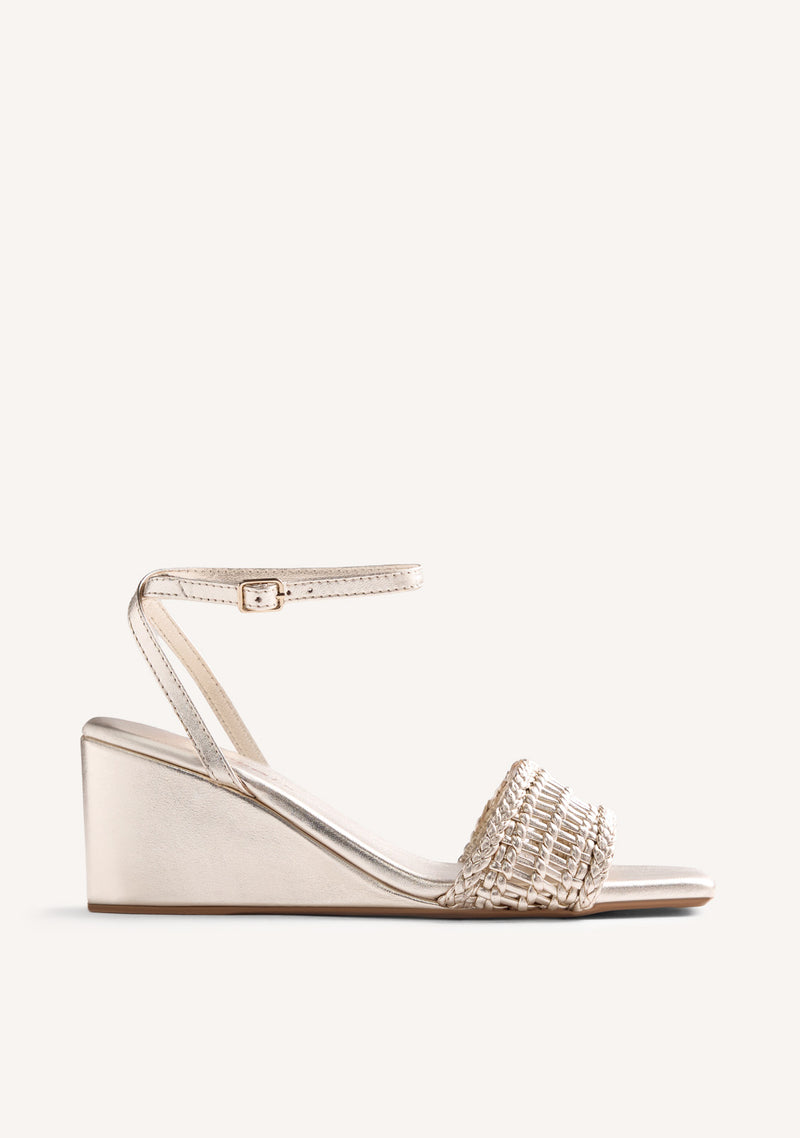 BRAIDED LEATHER WEDGE SANDALS MARERENI
