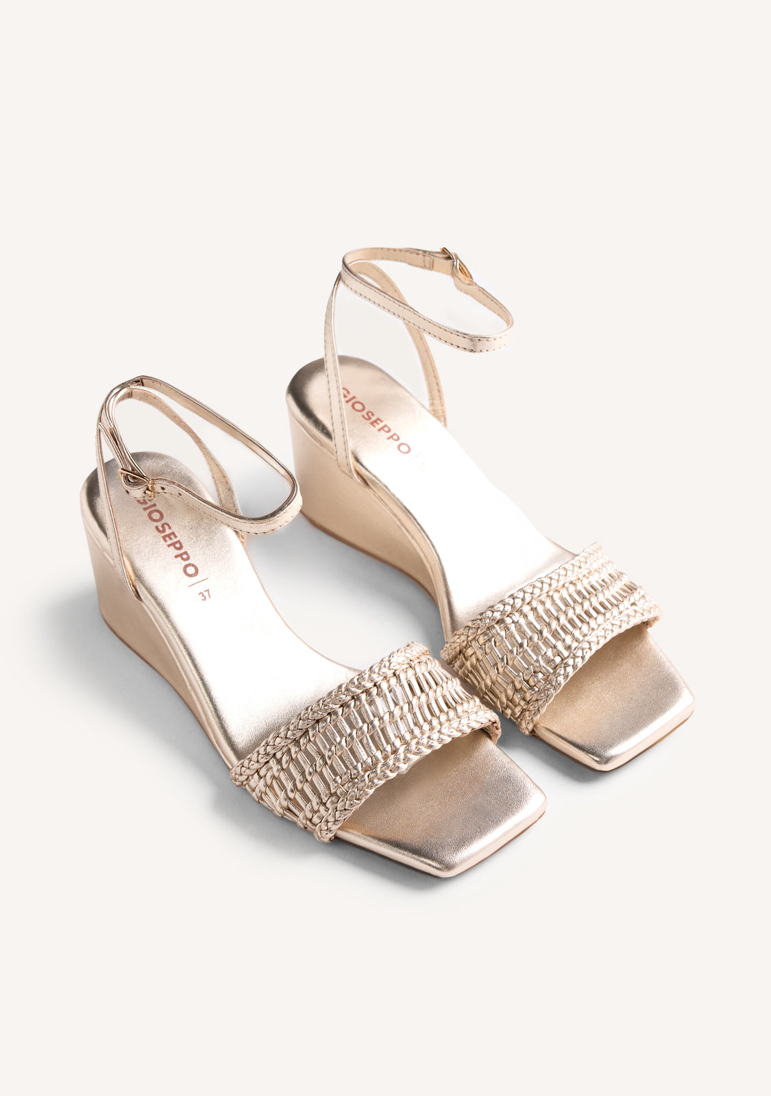 BRAIDED LEATHER WEDGE SANDALS MARERENI