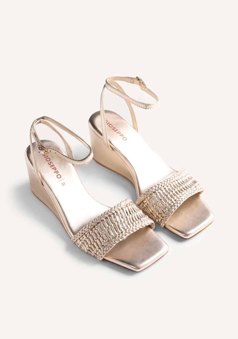 BRAIDED LEATHER WEDGE SANDALS MARERENI