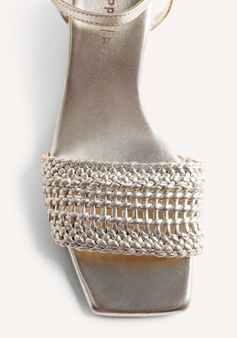 BRAIDED LEATHER WEDGE SANDALS MARERENI