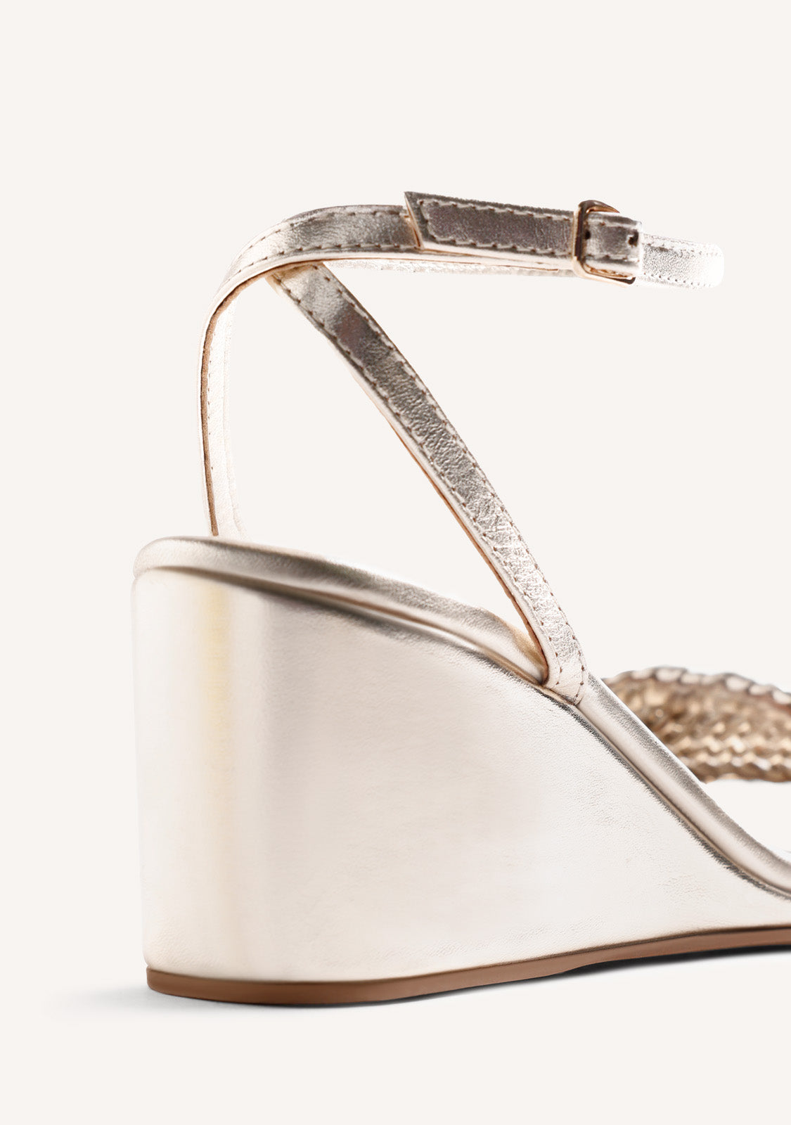BRAIDED LEATHER WEDGE SANDALS MARERENI