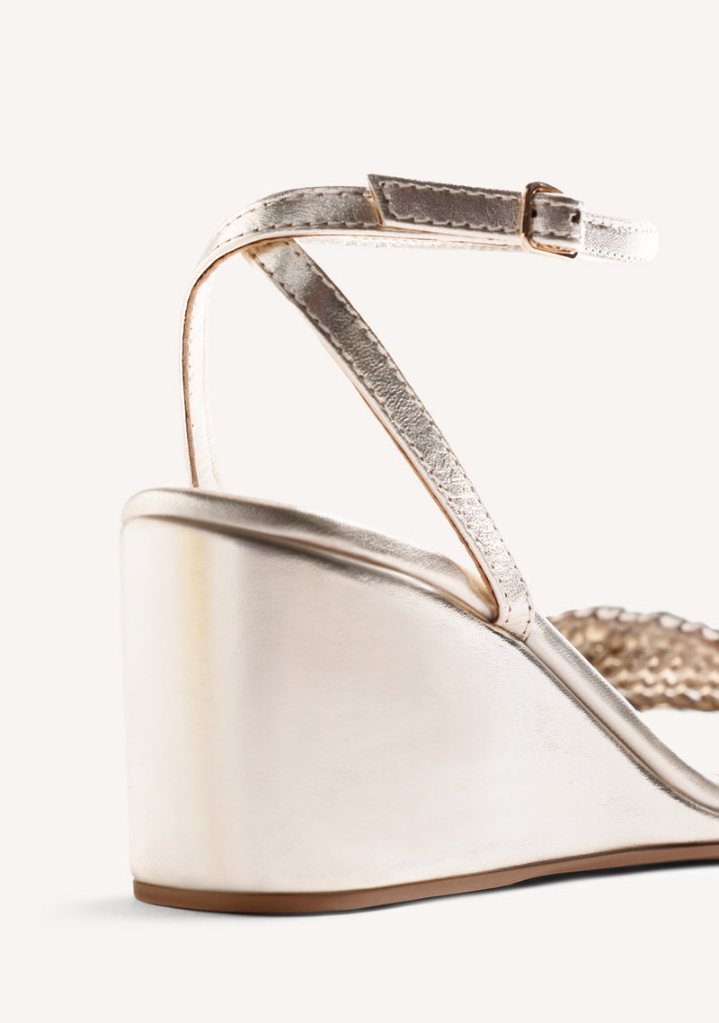 BRAIDED LEATHER WEDGE SANDALS MARERENI