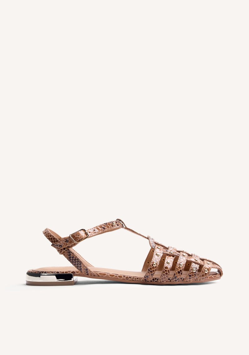 ANIMAL PRINT LEATHER CRAB SANDALS OTTERTAIL