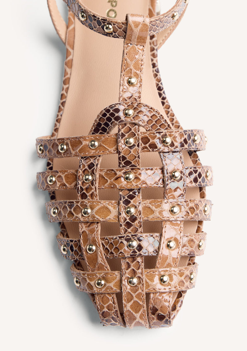 ANIMAL PRINT LEATHER CRAB SANDALS OTTERTAIL