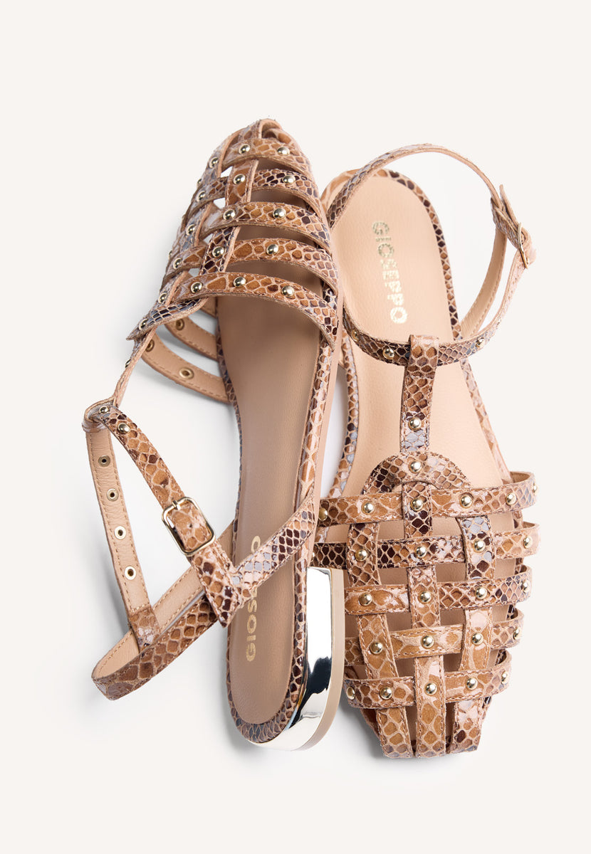 SANDALI GRANCHIO PELLE STAMPA ANIMALIER LONTARTA