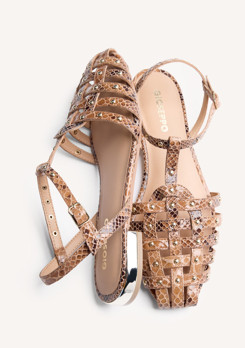 ANIMAL PRINT LEATHER CRAB SANDALS OTTERTAIL